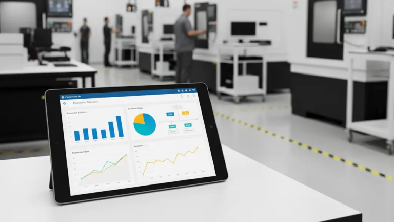 Image of tablet showing automation for small manufacturers