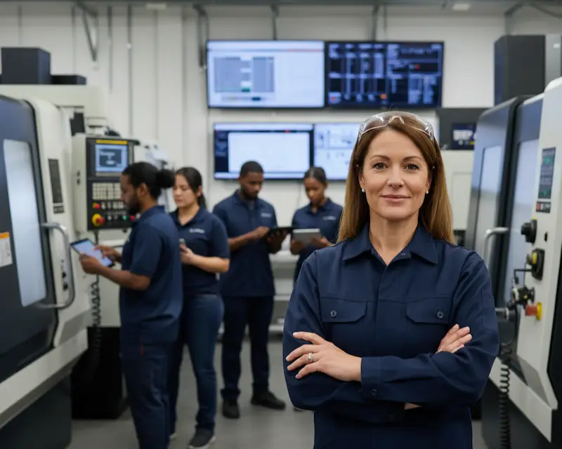 confident business owner on modern shop floor